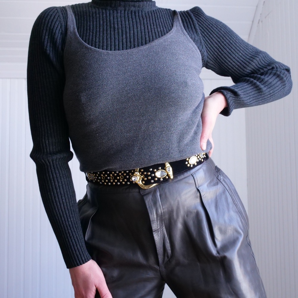 Modern Eileen Fisher dark grey 100% wool knit tanktop
